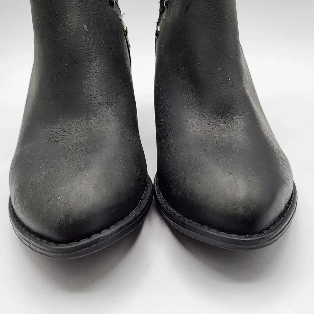 Musse & Cloud Aster Black Studded Leather Bootie 2.5